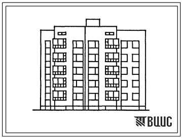 Фасады Типовой проект 1-318-0117.13.88 Блок-секция 5-этажная 20-квартирная рядовая с торцевыми окончаниями 1-2-3-3. Для строительства в Литовской ССР.