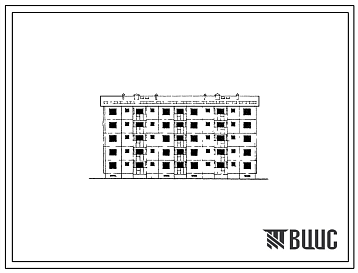 Фасады Типовой проект 69-017с/1 Пятиэтажная блок-секция на 20 квартир (двухкомнатных 2Б-5, трехкомнатных 3А-10, четырехкомнатных 4А-5). Для строительства в г.Алма-Ата, в районе сейсмичностью 9 баллов