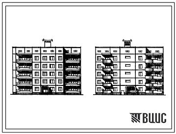 Фасады Типовой проект 168-02с Пятиэтажная торцевая левая блок-секция на 20 квартир 4Б.2Б.2Б.3А.