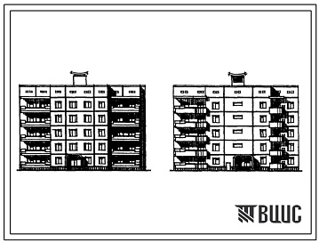 Фасады Типовой проект 168-03с Пятиэтажная торцевая правая блок-секция на 20 квартир 3А.2Б.2Б.4Б.