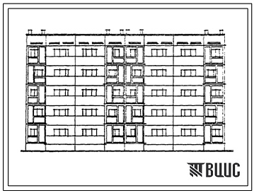 Фасады Типовой проект 97-0162.83 Блок-секция рядовая с торцовыми окончаниями пятиэтажная 20-квартирная 3Б.2Б.-4Б.3Б. Для строительства в г. Кзыл-Орда.