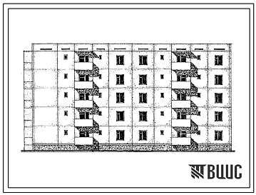 Фасады Типовой проект 69-028.13.87 Пятиэтажная блок-секция двойная с приставной лоджией слева на 20 квартир. Для Казахской ССР