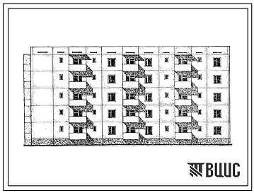 Фасады Типовой проект 69-031.13.87 Пятиэтажная блок-секция двойная с приставной лоджией слева на 20 квартир. Для Казахской ССР