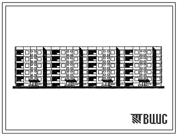 Фасады Типовой проект 111-120-30/1.2 Дом пятиэтажный четырехсекционный 55-квартирный. Для строительства в г.Каунасе Литовской ССР.