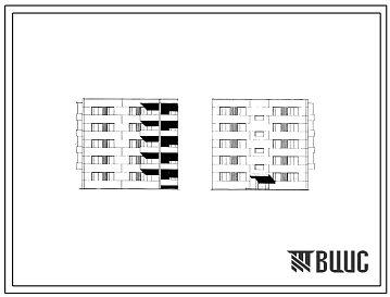 Фасады Типовой проект 125-012 Пятиэтажная блок-секция торцевая левая на 15 квартир (однокомнатных 1Б-5; двухкомнатных 2Б-5; четырехкомнатных 4А-5) с шагом стен 3,2 и 6,4 м для строительства в 1В, 2Б, 2В, 2Г, 3А, 3В климатических подрайонах