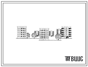 Фасады Типовой проект 135-072 Пятиэтажная блок-секция рядовая правая на 10 квартир (двухкомнатных 2Б-5; трехкомнатных 3А-5).