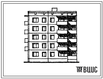 Фасады Типовой проект 75-05/1 Блок-секция 5-этажная 15-квартирная торцевая левая 1Б-2Б-4А