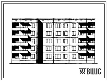 Фасады Типовой проект 75-018/1 Блок-секция 5-этажная 30-квартирная рядовая 1Б-2Б-3Б и 1Б-2Б-3Б