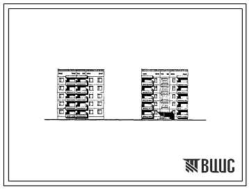 Фасады Типовой проект 135-0142с/1 Пятиэтажная блок-секция рядовая левая с торцевыми окончаниями на 10 квартир (двухкомнатных 2Б-5 трехкомнатных 3Б-5). Для строительства в 4 климатическом районе сейсмичностью 7 и 8 баллов