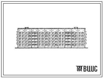 Фасады Типовой проект 111-135-146/1 Пятиэтажный четырехсекционный дом на 60 квартир (однокомнатных 1Б-10, 1А-4, двухкомнатных 2Б-36, трехкомнатных 3Б-10). Для строительства в 1В климатическом подрайоне, 2 и 3 климатическом районах