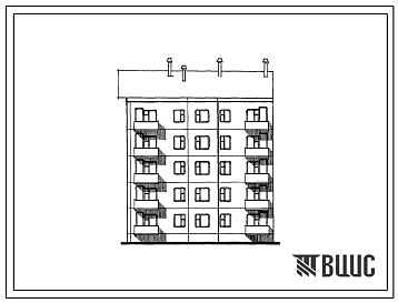 Фасады 135-07с/1 Пятиэтажная блок-секция торцевая правая на 15 квартир (однокомнатных 1Б-5, двухкомнатных 2Б-5, трехкомнатных 3Б-5). Для строительства в районах сейсмичностью 7, 8 и 9 баллов в 1В климатическом подрайоне и условий строительства на трассе БАМ