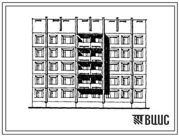 Фасады Типовой проект 135-0350.13.87 Блок-секция 5-этажная 20-квартирная рядовая 2-2-3-3. Для Коми АССР.