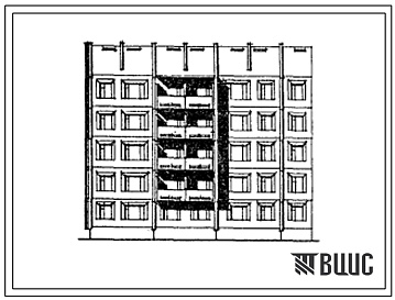 Фасады Типовой проект 135-0351.13.87 Блок-секция 5-этажная 20-квартирная торцевая левая 1-2-2-3. Для Коми АССР.