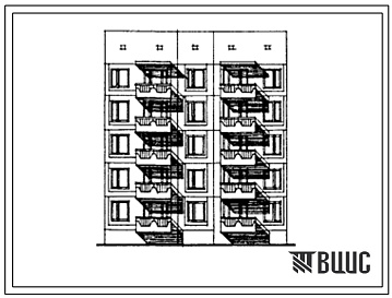 Фасады Типовой проект 135-0370с.13.88 Блок-секция рядовая пятиэтажная 15-квартирная 2-2-2. Для строительства в Кабардино-Балкарской АССР.