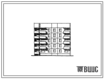 Фасады Типовой проект 135-0365.88 Пятиэтажная блок-секция торцевая правая на 20 квартир. Для строительства в городах и поселках городского типа