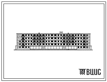 Фасады Типовой проект 1у-438АП-32БМ  Пятиэтажный четырехсекционный жилой дом на 56 квартир со стенами из крупных легкобетонных блоков (со встроенным магазином в первом этаже).