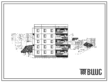 Фасады Типовой проект 96-05 5-этажная блок-секция, торцевая левая на 15 квартир.