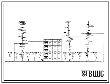 Фасады Типовой проект 95-03 5-этажная крупнопанельная блок-секция рядовая на 10 квартир для строительства в Украинской ССР. Расчетная наружная температура -22С.