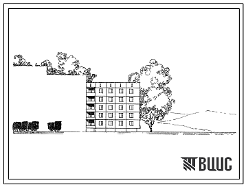 Фасады Типовой проект 95-08 5-этажная крупнопанельная блок-секция торцевая правая на 15 квартир для строительства в Украинской ССР. Расчетная температура -22С.