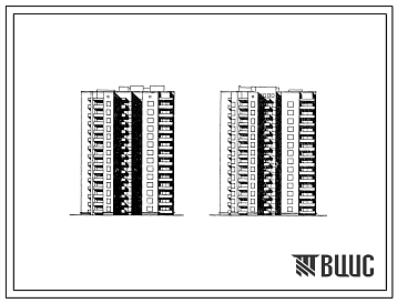 Фасады Типовой проект 124-87-117 14-этажный жилой дом на 111 квартир (однокомнатных 1Б-55, двухкомнатных 2Б-28, трехкомнатных 3Б-28) со стенами из кирпича. Для строительства во 2В, 3Б и 3В климатических подрайонах Украинской ССР