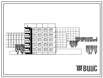 Фасады Типовой проект 480А-059 5-этажная 15-квартирная блок-секция торцевая правая  для строительства в 3Б, 3В климатических подрайонах Украинской ССР, на неравномерно сжимаемых грунтах, на просадочных грунтах