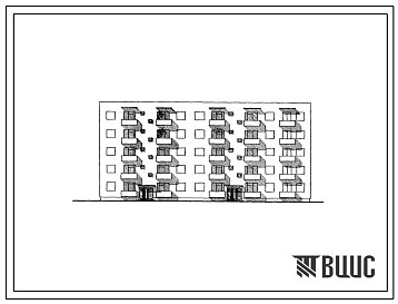 Фасады Типовой проект 98-031с Пятиэтажная блок-секция поворотная левая на 20 квартир (двухкомнатных 2Б-10; трехкомнатных 3А-5; пятикомнатных 3А-5; пятикомнатных 5А-5)