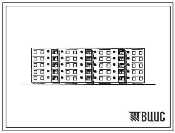 Фасады Типовой проект 98-033с Пятиэтажная блок-секция, торцевая на 30 квартир (двухкомнатных 2Б-10; трехкомнатных 3Б-10; четырехкомнатных 4Б-5; пятикомнатных 5А-5)
