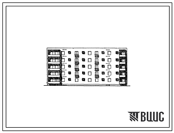 Фасады Типовой проект 98-027С Пятиэтажная блок-секция поворотная левая обратная на 20 квартир (двухкомнатных 2Б-10, трехкомнатных 3А-5, пятикомнатных 5А-5). Для строительства в 3 климатическом районе Киргизской ССР сейсмичностью 8 баллов