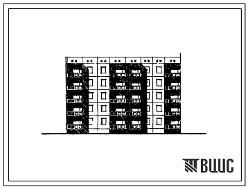 Фасады Типовой проект 105-015с Блок-секция пятиэтажная торцевая левая на 25 квартир (однокомнатных 1Б-10, двухкомнатных 2Б-10, трехкомнатных 3Б-5). Для строительства в 3 климатическом районе Киргизской ССР сейсмичностью 8 баллов