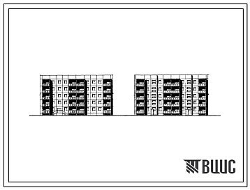 Фасады Типовой проект 105-018с Пятиэтажная блок-секция со сквозным проходом на 20 квартир (трехкомнатных 3Б-11, четырехкомнатных 4Б-9). Для строительства в районах сейсмичностью 8 и 9 баллов