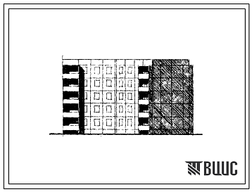 Фасады Типовой проект 105-042с/1 Блок-секция пятиэтажная 20-квартирная поворотная обратная (трехкомнатных 3Б — 20). Для строительства в III климатическом районе Киргизской ССР сейсмичностью 8 баллов.