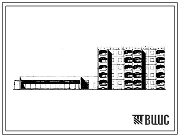 Фасады Типовой проект 105-045с/1 Пятиэтажная блок-секция торцевая левая на 23 квартиры (однокомнатных 1А-8, двухкомнатных 2А-10, трехкомнатных 3Б-5) со встроено-пристроенным магазином