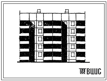 Фасады Типовой проект 105-067с/1 Блок-секция пятиэтажная 20-квартирная КБ.2Б-2Б.-3Б. рядовая с торцовыми окончаниями (вариант с санитарно-техническими кабинами и безрулонной кровлей).