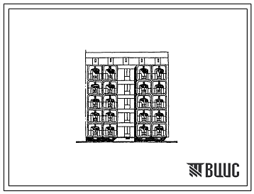 Фасады Типовой проект 105-083с.83 Блок-секция 5-этажная 15-квартирная 3Б.2Б.1Б торцевая правая. Для строительства в 3 климатическом районе Киргизской ССР сейсмичностью 8 баллов.