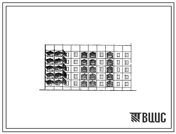 Фасады Типовой проект 105-084с.83 Блок-секция 5-этажная 25-квартирная торцевая левая. Для строительства во 2 климатическом районе Киргизской ССР сейсмичностью 9 баллов.