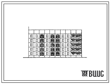 Фасады Типовой проект 105-085с.83 Блок-секция 5-этажная 25-квартирная торцевая правая. Для строительства во 2 климатическом районе Киргизской ССР сейсмичностью 9 баллов.