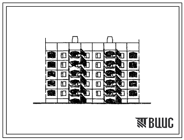 Фасады Типовой проект 105-087с.84 Блок-секция 5-этажная 20-квартирная 3Б.2Б-2Б.3Б рядовая с торцевыми окончаниями. Шаг поперечных стен 3,6 м. Для строительства в 3 климатическом районе Киргизской ССР сейсмичностью 9 баллов.