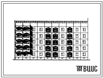 Фасады Типовой проект 105-0114с.86 Блок-секция 5-этажная 25-квартирная 1Б.2Б.3Б - 3Б.4Б торцовая левая