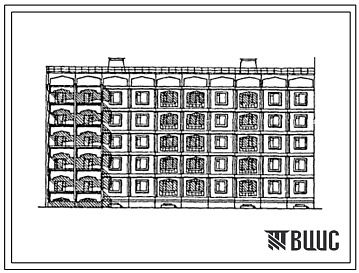 Фасады Типовой проект 105-0135с.13.87 Блок-секция 5-этажная 25-квартирная 1.2.3-3.4 торцевая левая. Для строительства в Киргизской ССР.