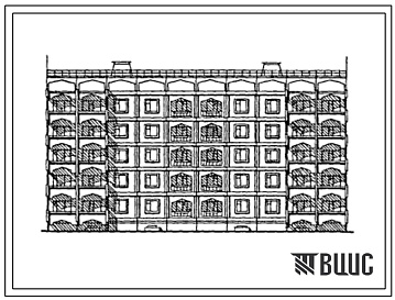 Фасады Типовой проект 105-0137с.13.87 Блок-секция 5-этажная 30-квартирная 2.1.3-3.1.2 рядовая с торцевыми окончаниями. Для строительства в Киргизской ССР.