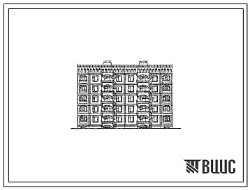 Фасады Типовой проект 105-0125с.13.87 Блок-секция 5-этажная 20-квартирная 3.2-2.3 рядовая с торцевыми окончаниями. Для строительства в Киргизской ССР.
