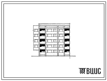 Фасады Типовой проект 103-040.85 Пятиэтажная блок-секция рядовая с правым торцевым окончанием (со сдвигом) на 15 квартир