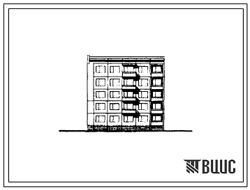 Фасады Типовой проект 160-01с/1 Пятиэтажная блок-секция торцевая левая на 15 квартир (однокомнатных 1А-5, двухкомнатных 2Б-5, трехкомнатных 3Б-5). Для строительства в 3Б климатическом подрайоне Дагестанской АССР