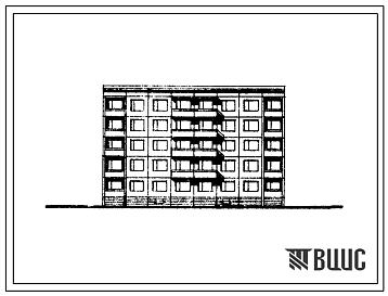 Фасады Типовой проект 160-06с/1 Пятиэтажная блок-секция рядовая на 20 квартир (двухкомнатных 2Б-10, трехкомнатных 3Б-10). Для строительства в 3Б климатическом подрайоне Дагестанской АССР