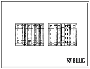 Фасады Типовой проект 151-04 Пятиэтажная рядовая блок-секция меридиональной ориентации на 20 квартир 2Б-2Б-2Б-3Б.
