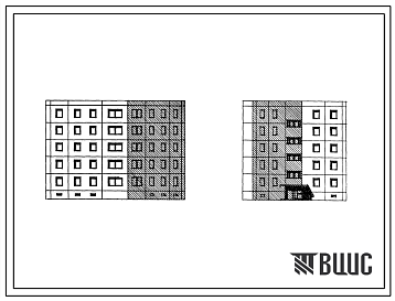 Фасады Типовой проект 151-02 Пятиэтажная рядовая поворотная блок-секция на 10 квартир 5Б-5Б.