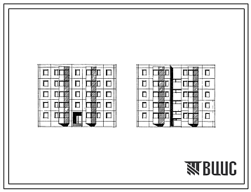 Фасады Типовой проект 151-03 Пятиэтажная рядовая блок-секция широтной ориентации на 20 квартир 1Б-2Б-3Б-3Б.