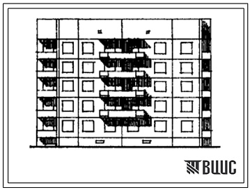 Фасады Типовой проект 108-040/1 Блок-секция пятиэтажная торцовая правая на 20 квартир (однокомнатных 1Б-5, двухкомнатных 2Б-5, трехкомнатных 3Б-5, четырехкомнатных 4Б-5) . Для строительства в 1В, 2Б, 2В, 2Г, 3А климатических подрайонах.