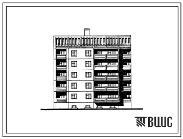 Фасады Типовой проект 125-080.13.88 Пятиэтажная блок-секция торцевая левая на 15 квартир. Для Марийской АССР