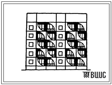 Фасады Типовой проект 125-060с.13.86 Блок-секция 5-этажная 15 квартирная торцовая правая 1Б-2Б-5Б (для Дагестанской АССР)